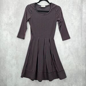 Pretty‎ Young Thing Black Pink Stripe Flare Y2K Vintage Knee Length Dress Small